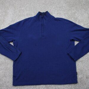 BOSS Hugo Boss Piceno Sweatshirt Mens XL Blue Regular Fit 1/4 Snap L/S Pullover